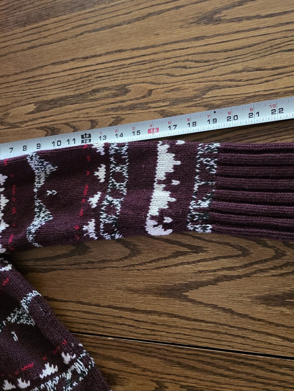 Eddie Bauer Wool Blend Fair Isle Cardigan L Burgundy Nordic Scandi Full Zip - Picture 13 of 13